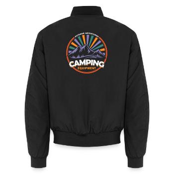 Outdoor Adventures - Campingausrüstung - Unisex Bomberjacke - Schwarz - Hinten - AI Model Male 185 light (185cm)