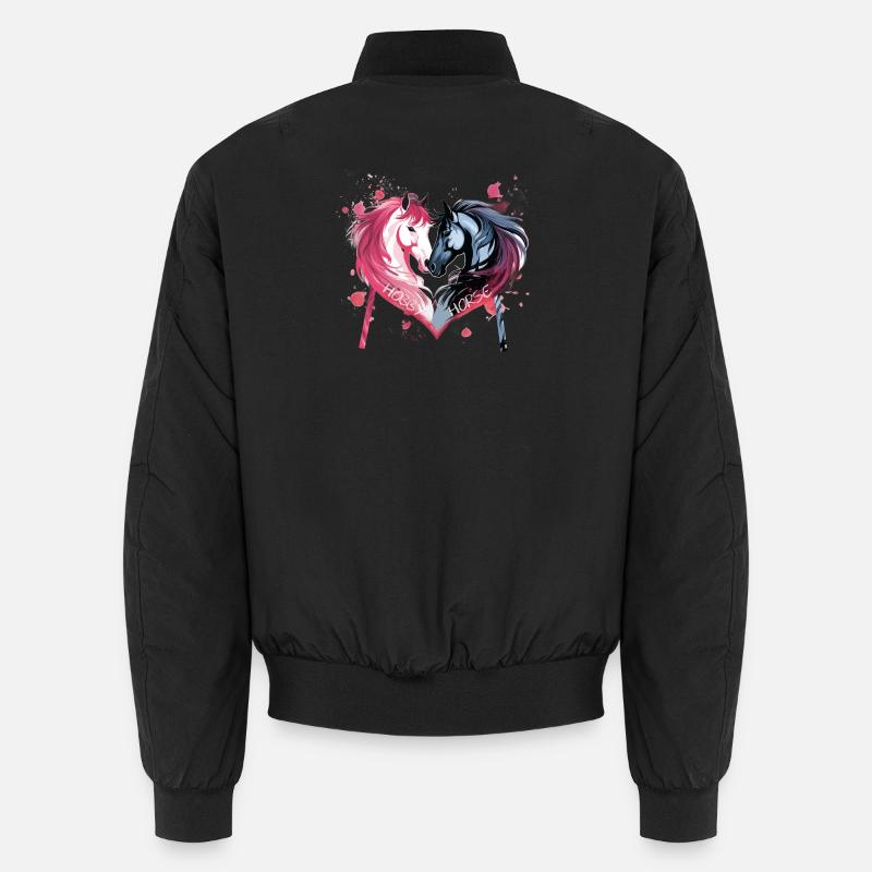 Pferdeköpfe in Herzform - Unisex Bomberjacke - Schwarz