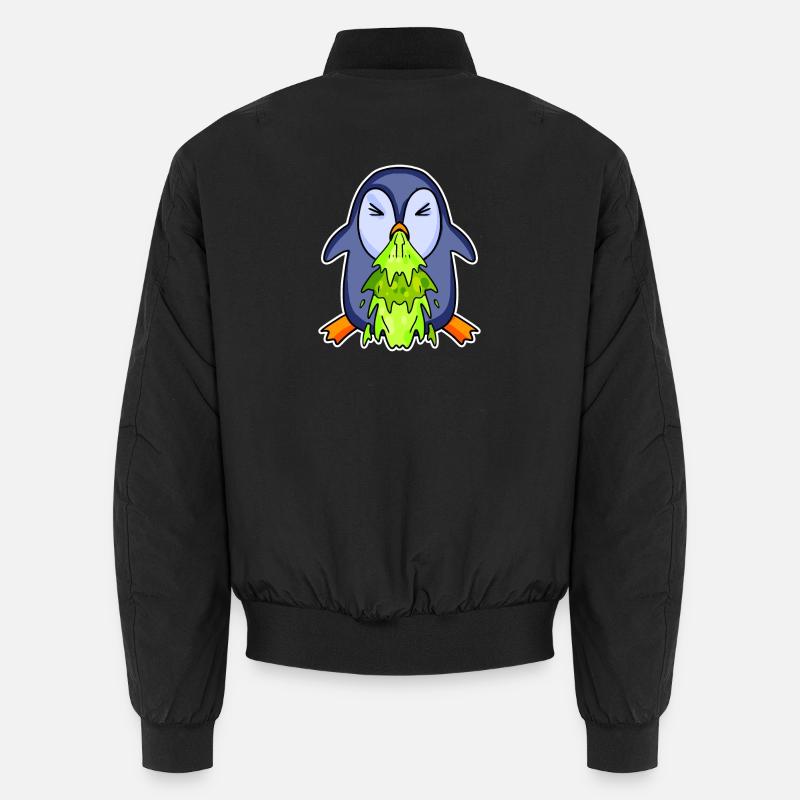 Penguin puking puke - Unisex Bomber Jacket - black