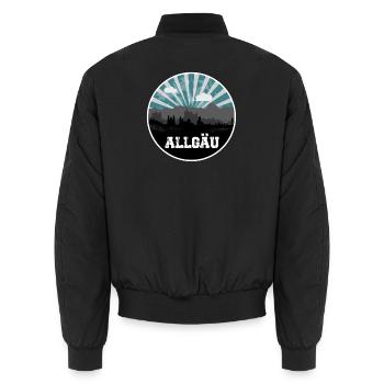 Allgäu Blue Hour Skyline - Unisex Bomber Jacket - black - Back - AI Model Male 185 light (185cm)