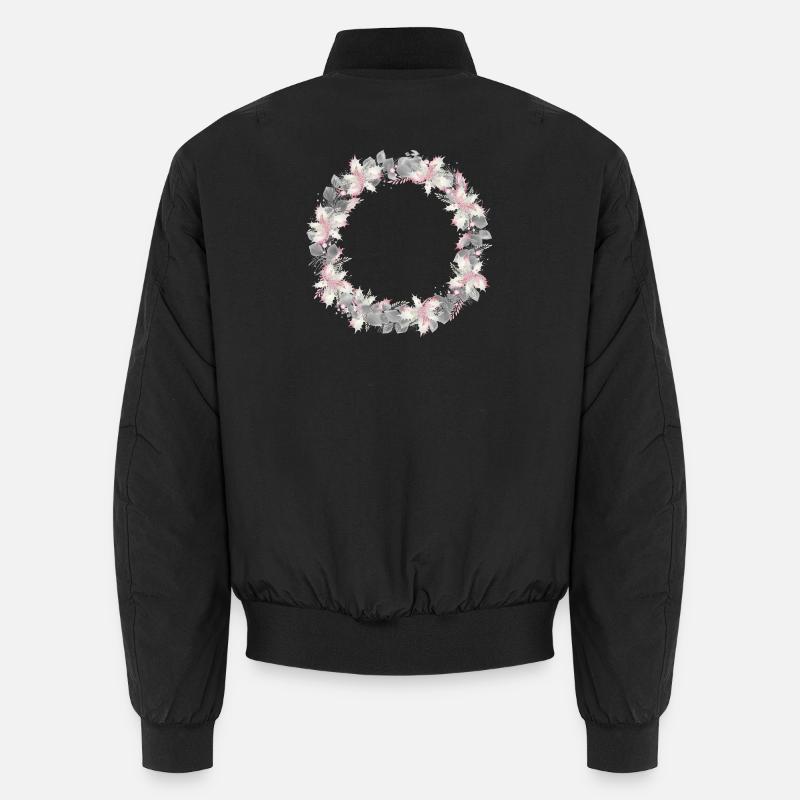 silberfarbener Kranz aus Eukalyptus und Stechpalme Unisex Bomberjacke