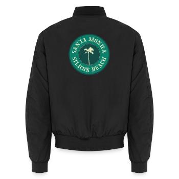 Santa Monica Beach Badge - Unisex Bomber Jacket - black - Back - AI Model Male 185 light (185cm)