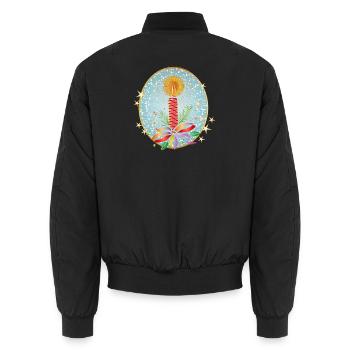Bougie de Noël rouge pour Noël dans le cadre - Bomber unisexe - noir - Dos - AI Model Male 185 light (185cm)