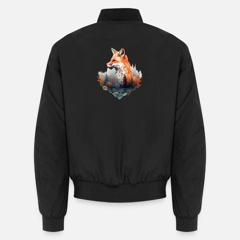 Geometric fox with forest in triangle look Unisex Bomber Jacket