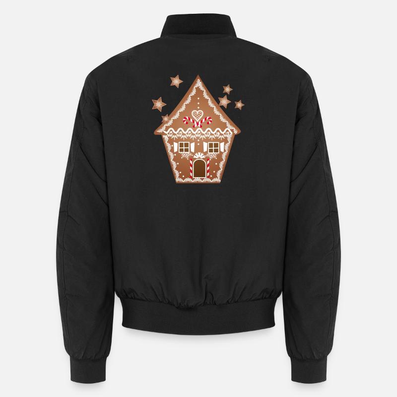 rustic gingerbread house with gingerbread stars Unisex Bomber Jacket