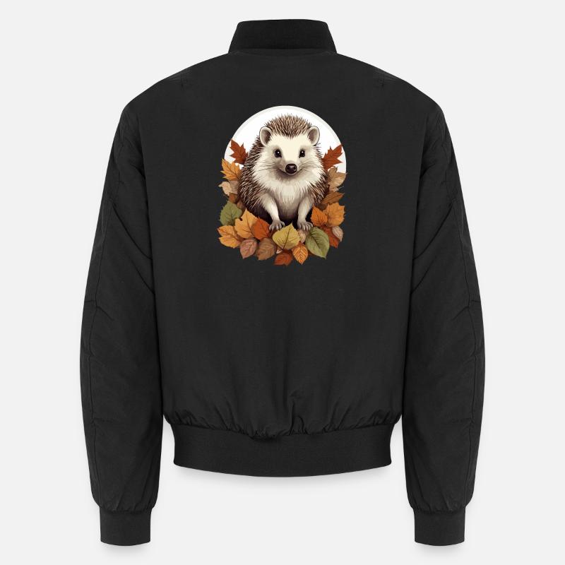 Hérisson mignon dans un tas de feuilles Bomber unisexe