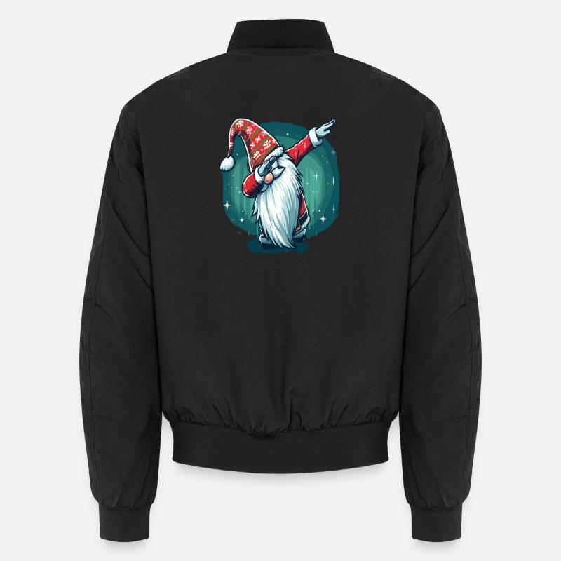 Dabbing Christmas Gnome - Unisex Bomber Jacket - black