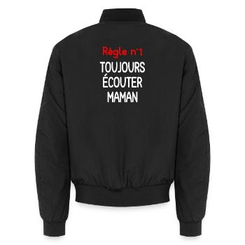 Zitat Mama immer zuhören - Unisex Bomberjacke - Schwarz - Hinten - AI Model Male 185 light (185cm)