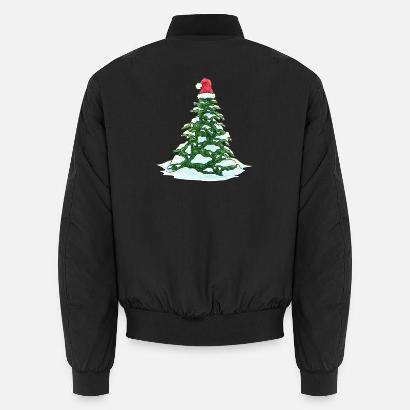 Christmas Tree with Christmas Hat - Unisex Bomber Jacket - black