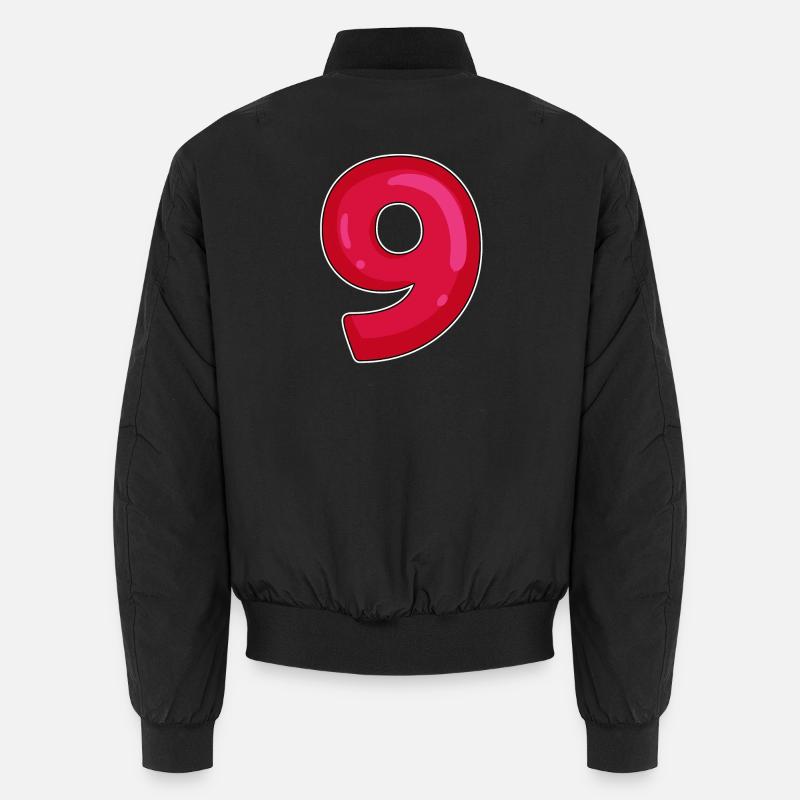 NINE - 9 - Digit red Unisex Bomber Jacket