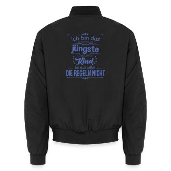 Ich bin das Jüngste Kind für mich gelten die - Unisex Bomberjacke - Schwarz - Hinten - AI Model Male 185 light (185cm)