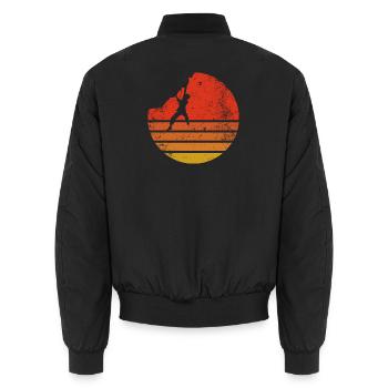Hiker at Retro Sunset - Unisex Bomber Jacket - black - Back - AI Model Male 185 light (185cm)