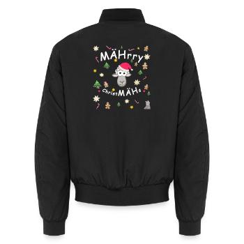 MÄHrry ChristMÄHs, Weihnachten, lustiges Schaf - Unisex Bomberjacke - Schwarz - Hinten - AI Model Male 185 light (185cm)
