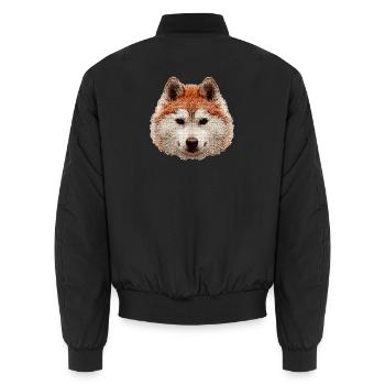 schlittenhunde, Huskykopf wasserfarboptik - Unisex Bomberjacke - Schwarz - Hinten - AI Model Male 185 light (185cm)
