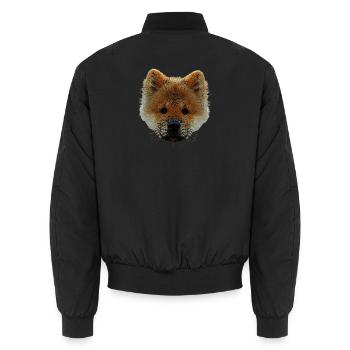 sweater mit hündchen, chow chow welpe - Unisex Bomberjacke - Schwarz - Hinten - AI Model Male 185 light (185cm)