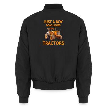 Juste un garçon qui aime les tracteurs - Bomber unisexe - noir - Dos - AI Model Male 185 light (185cm)