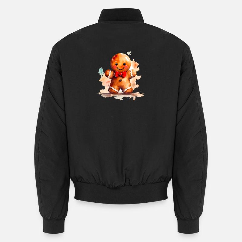 Aquarell Lebkuchenmann - Unisex Bomberjacke - Schwarz