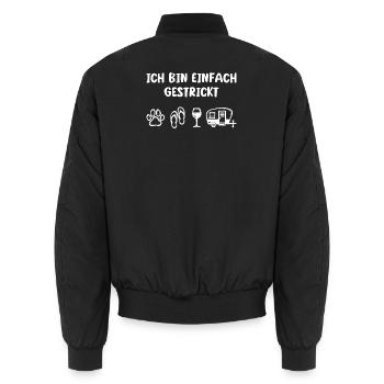 Wanderer Ferien Campen Camping Chillen Camper - Unisex Bomberjacke - Schwarz - Hinten - AI Model Male 185 light (185cm)