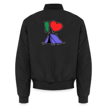 Camping Statement Hiker Heart Wanderlust Tents - Unisex Bomber Jacket - black - Back - AI Model Male 185 light (185cm)