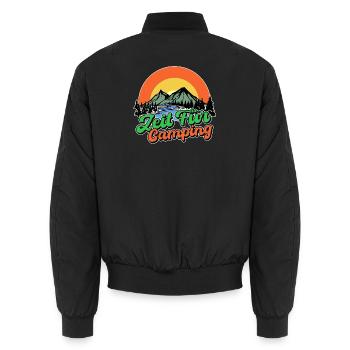 Mountains, Nature, Camping, Statement, Chilling, Camping - Unisex Bomber Jacket - black - Back - AI Model Male 185 light (185cm)