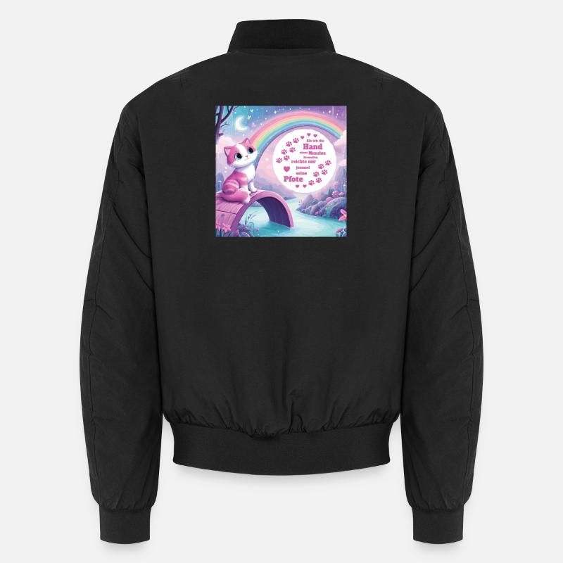 Cat with rainbow - Unisex Bomber Jacket - black