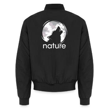 natur wolf mond jaulen Abend Nacht Schatten Logo - Unisex Bomberjacke - Schwarz - Hinten - AI Model Male 185 light (185cm)
