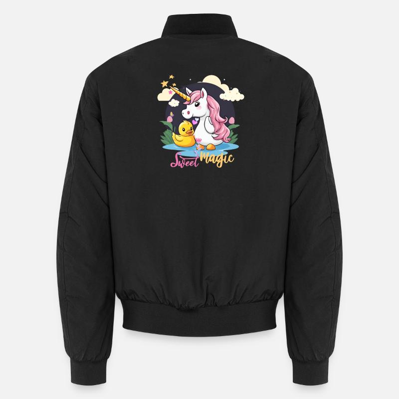 Whimsical Unicorn and Duck Scene Unisex Bomber Jacket