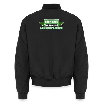 Camping Wanderer Camper Wanderlust Statement - Unisex Bomberjacke - Schwarz - Hinten - AI Model Male 185 light (185cm)