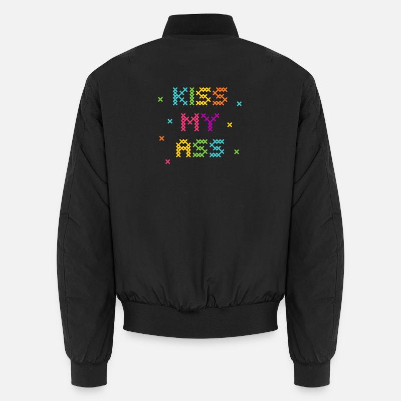 Regenbogen Kreuzstich Wort Kunst Design - Unisex Bomberjacke - Schwarz