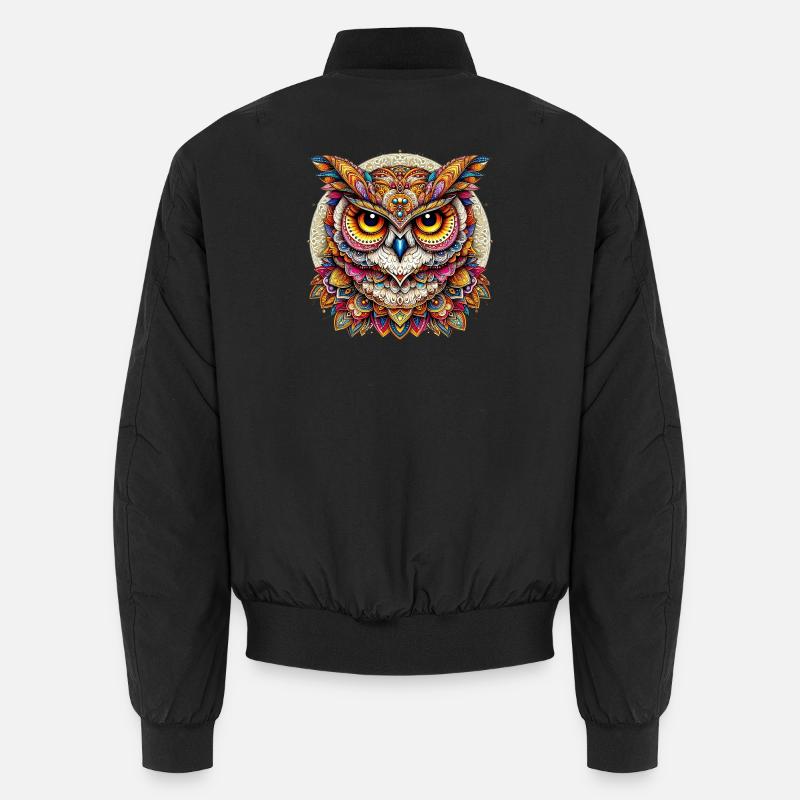 Hibou décoré de Mandalas Bomber unisexe