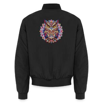 Hibou décoré de Mandalas - Bomber unisexe - noir - Dos - AI Model Male 185 light (185cm)