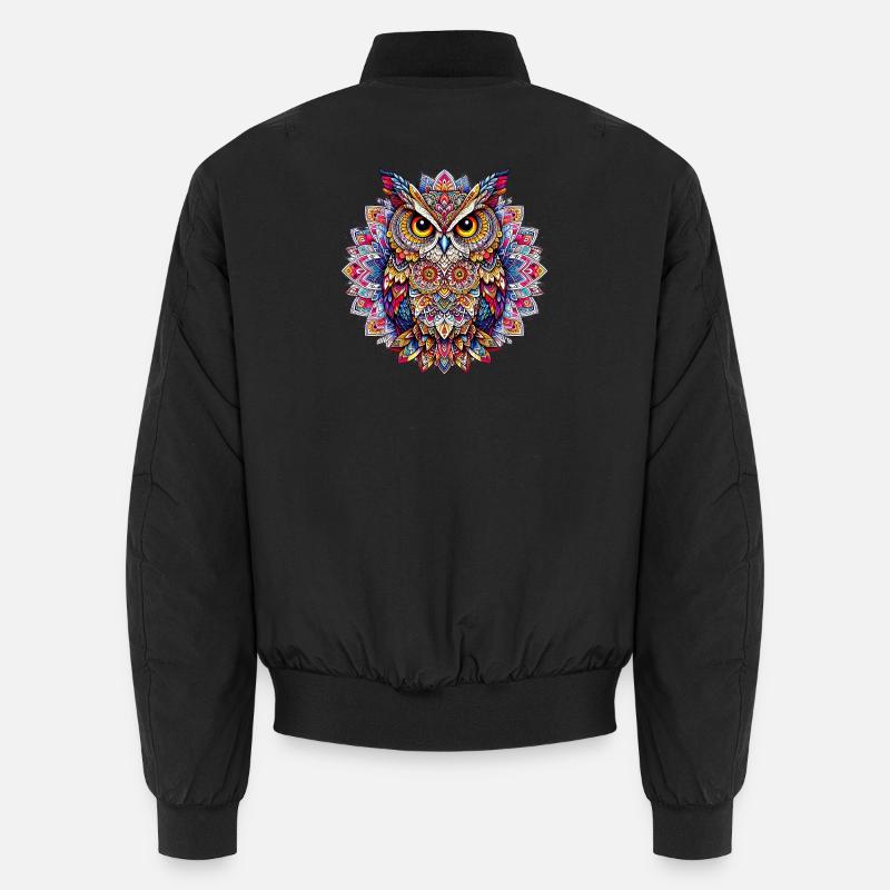 Owl decorated with Mandalas Unisex Bomber Jacket