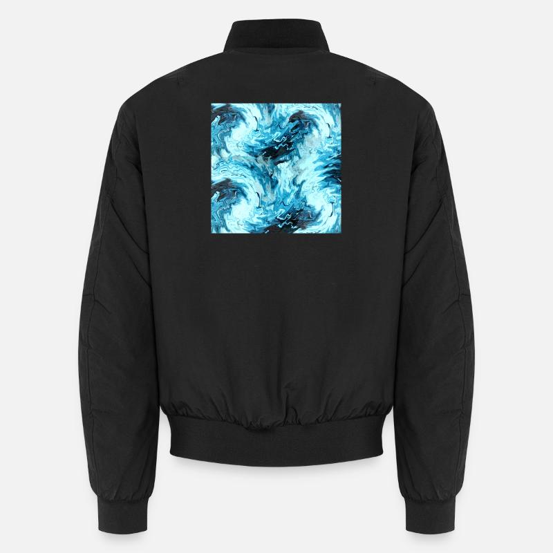 Maritimes Wassermarble Design - Unisex Bomberjacke - Schwarz