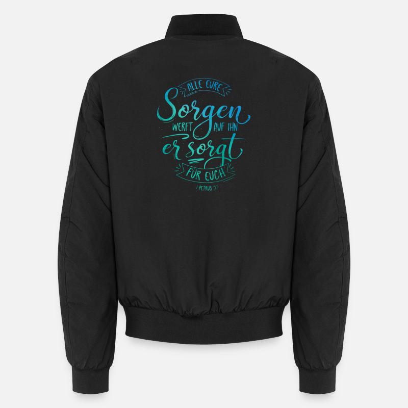 Cast all your sorrows on him - Unisex Bomber Jacket - black