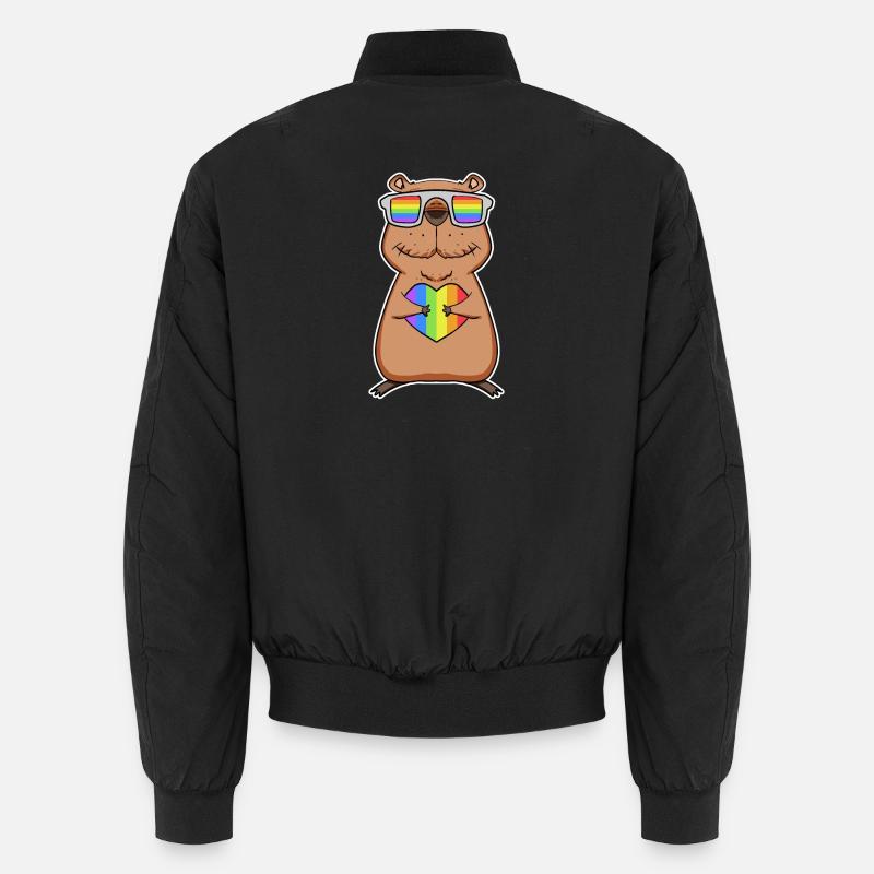 Capybara Wasserschwein Regenbogen - Unisex Bomberjacke - Schwarz