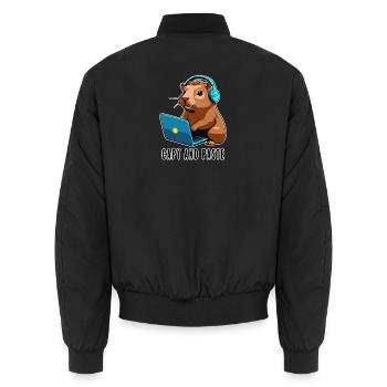 Capybara avec Joke Capy et Pâte - Bomber unisexe - noir - Dos - AI Model Male 185 light (185cm)