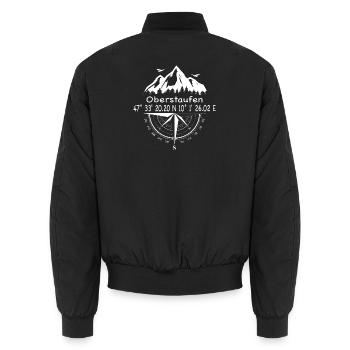 Koordinaten Oberstaufen - Unisex Bomberjacke - Schwarz - Hinten - AI Model Male 185 light (185cm)