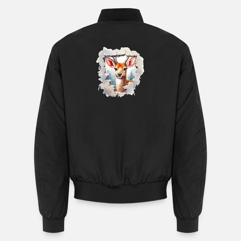 Winter deer in the hole in the wall Unisex Bomber Jacket