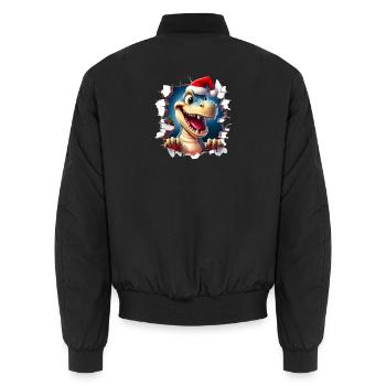 Dino Weihnachtsdurchbruch - Unisex Bomberjacke - Schwarz - Hinten - AI Model Male 185 light (185cm)
