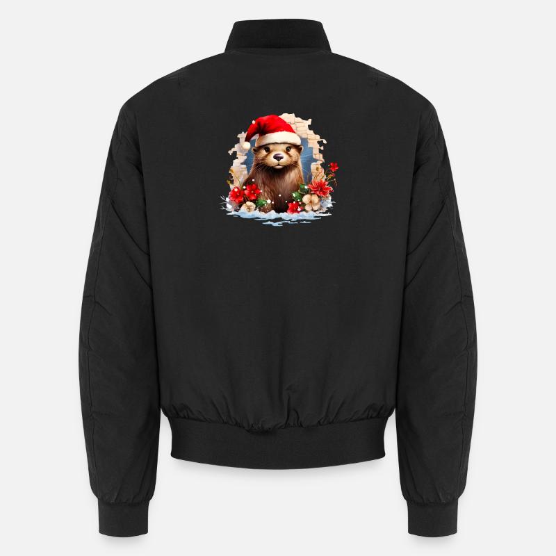 Loutre de Noël - Bomber unisexe - noir