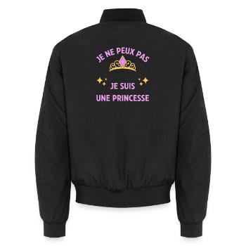 Je ne peux pas je suis une princesse - humour - Bomber unisexe - noir - Dos - AI Model Male 185 light (185cm)