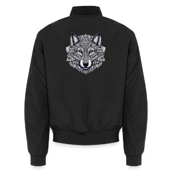 Wolf mit Mandalas verziert - Unisex Bomberjacke - Schwarz - Hinten - AI Model Male 185 light (185cm)