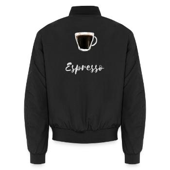 Espresso Coffee Lover Barista Café Shirt - Unisex Bomber Jacket - black - Back - AI Model Male 185 light (185cm)