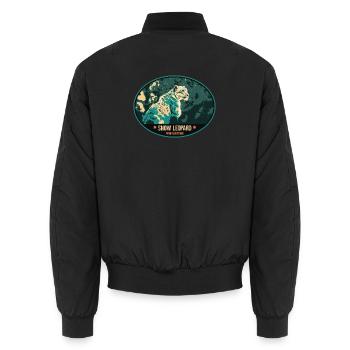 Snow Leopard illustration patch - Unisex Bomber Jacket - black - Back - AI Model Male 185 light (185cm)