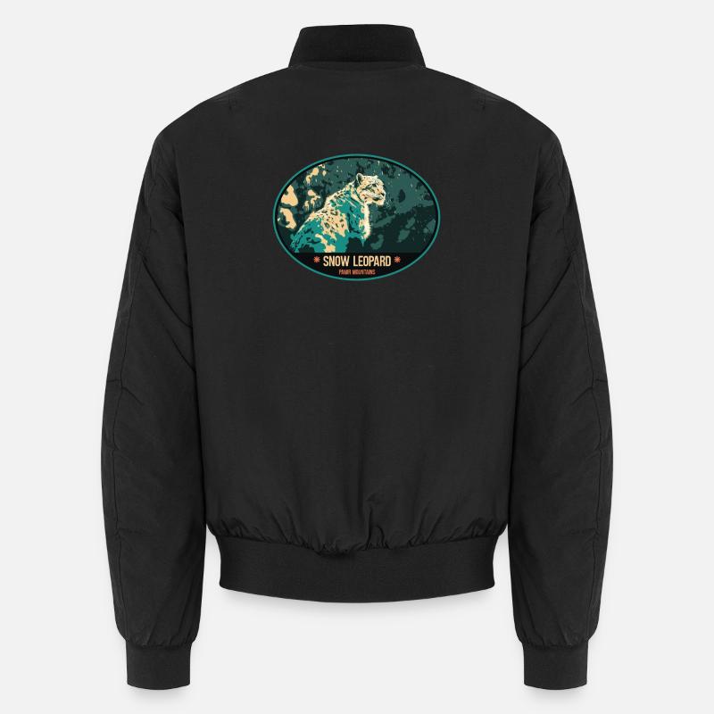 Schneeleopard Illustration Aufnäher - Unisex Bomberjacke - Schwarz