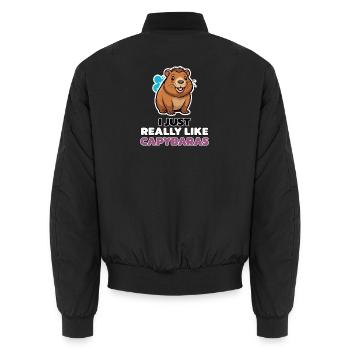 I JUST REALLY LIKE CAPYBARAS - Unisex Bomberjacke - Schwarz - Hinten - AI Model Male 185 light (185cm)