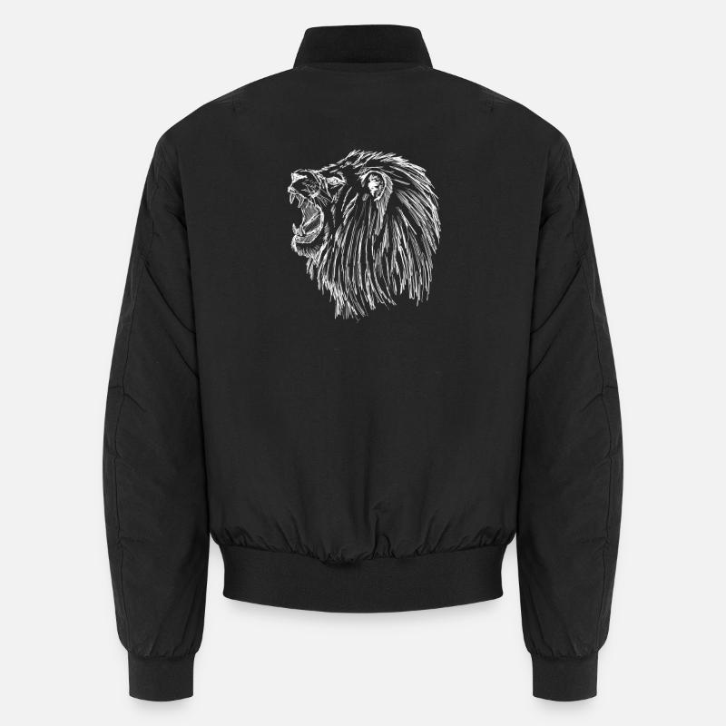 roaring lion - white - Unisex Bomber Jacket - black
