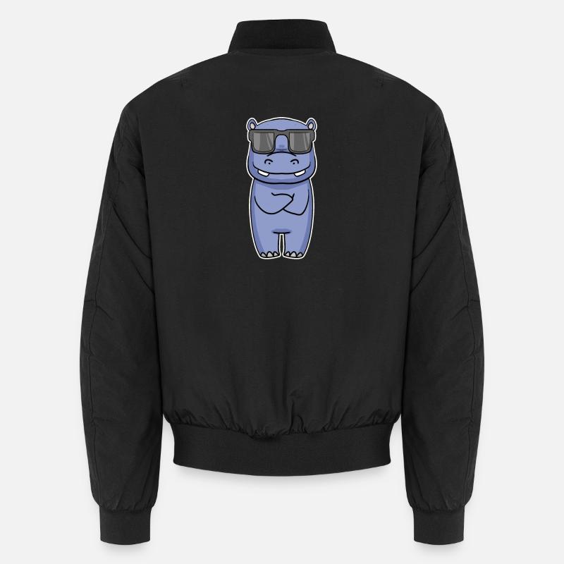 Hippopotamus with glasses - Unisex Bomber Jacket - black