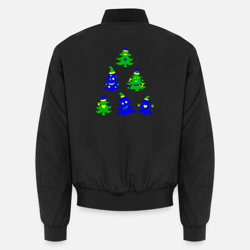 Magic Smiling Christmas Trees - Unisex Bomber Jacket - black