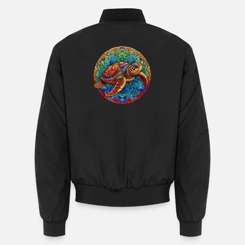 Sea turtle decorated with Mandalas Unisex Bomber Jacket